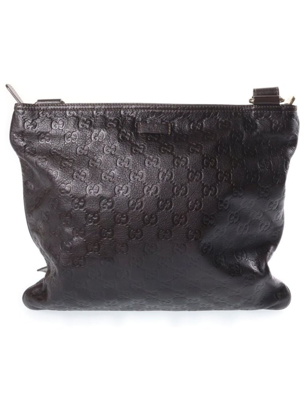 Gucci Guccissima Shoulder Bag Tote Dark Brown Leather Gold